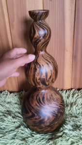 แจกันไม้ ทรงน้ำเต้าสวรรค์ ทำสีสวยงาม อบแห้ง ภาพถ่ายสินค้าจริง