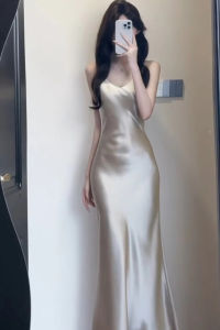 QFN | French Style Satin Camisole Dress with Elegant and Flowing Look for Summer