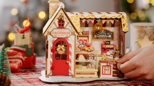 Robotime Rolife Gingerbread House DIY Wooden Miniature Dollhouse (DG176) 3D Puzzles Wooden Crafts Kits