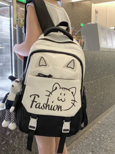 Cute Cat Design School Backpack for Elementary and Middle School Students Large Capacity