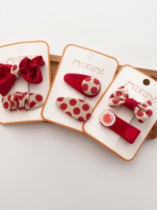 INS Red New Style Fabric Polka Dot Bows Young Adult Heart Bang Side Clip Easiest for Match Kids Barrettes Hair Clip Hairpin
