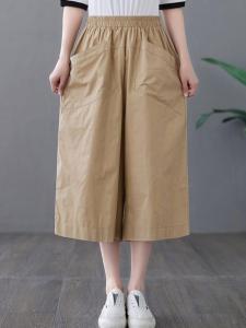 Summer 2025 Loose Slimming Wide Leg Pants Casual Thin Model Mom Clothes Casual Pocket Seven-Foot Womens Pants