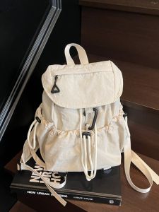 Casual Summer Handheld Backpack Womens Large Capacity Commuter Backpack Simple Style Student Bookbag Soft Shoulder Strap