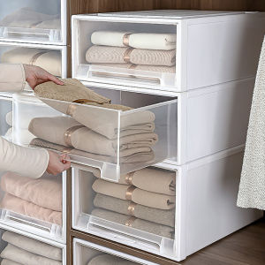 Japanese Style Drawer Type Storage Box Thickened Transparent Plastic Clothes Shoes Organizer for Closet Home Dormitory