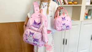 🛍 สุดคุ้ม กระเป๋าเป้เซ็ต 3 ชิ้น ลายการ์ตูน งานผ้ากันน้ำ ขนาด 16 นิ้ว