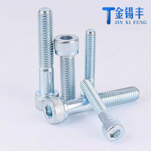 สกรูหัวหกเหลี่ยมชุบสังกะสี 912M5M6M8-M14M16M18 ฟันเต็ม ฟันครึ่ง สกรูเหล็กกล้าคาร์บอนความแข็งแรงสูง