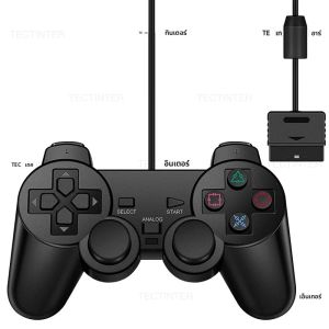 คอนโทรลเลอร์เกมแบบมีสาย USB สำหรับเครื่องเล่นเกม Sony PlayStation PS2/PS3 อุปกรณ์เสริมสำหรับพีซี จอยสติ๊ก คอนโทรลเลอร์ จอยแพด