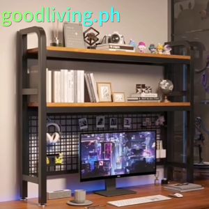 Desktop Rack With Grid Multi-Layer Tabletop Storage Study Desk Bookshelf Finishing Shelf