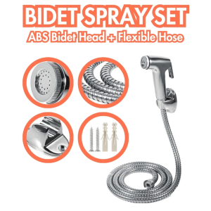 Handheld Bidet Sprayer High Pressure Bathroom Toilet Spray Gun with Hose Wall Mounted Holder Flexible Pipe for Home and Household Cleaning