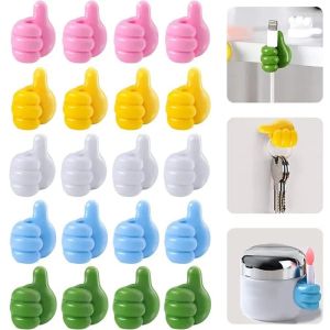 1/4/10Pcs Silicone Adhesive Thumb Wall Hook Creative Thumb Wall Hooks Key Hook Multi-Function Wall Hanger Hand Shape Cable Organizer Holder for Organizing Home Office Car Decor Supplies