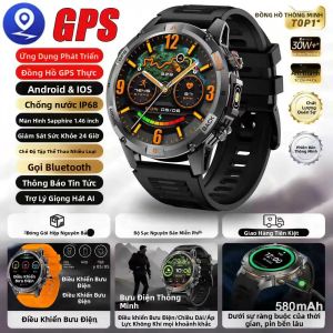 Đồng Hồ Thông Minh Nam Mới 2025 Với Đèn LED GPS Thể Thao Ngoài Trời Theo Dõi Sức Khỏe Màn Hình AMOLED Theo Dõi Nhịp Tim Thiết Bị Theo Dõi Thể Dục