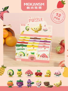 （With display box）12 IN 1 Food Fruit Set Mini Building Blocks Puzzle Toys Gifts for Children Girls
