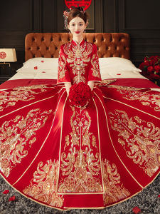 Luxurious Chinese Style Wedding Dress Show He Wedding Gown Heavy Embroidery High End Vintage Fashion for Modern Brides