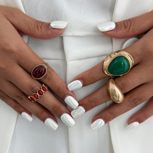 Ingemark | Ingemark 8Pcs/Set Elegant Imitation Pearl Flower Open Ring for Women Exquisite Geometric Wide Knuckle Ring Wedding New Jewelry