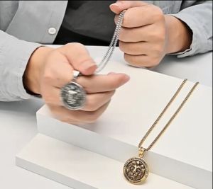 Kemstone hip hop dành cho Nam bằng thép không gỉ sư tử độc đoán Mặt dây chuyền trang sức vòng cổ mặt dây chuyền mặt dây chuyền tròn