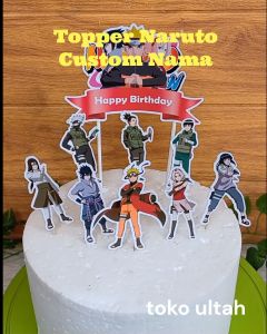 Topper Kue Custom Nama Naruto untuk Hiasan Cake Ulang Tahun / Ultah Anak Karakter (Toper)