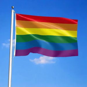 1pc Rainbow Pride Flag 3x5ft Polyester Single-Sided Print with 2 Grommets - Vibrant Striped Design for Home Garden