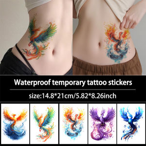 Powerful Mythical Phoenix Temporary Tattoo Sticker Long-lasting and Waterproof Realistic Fake Tattoos For Arm Leg Waist.
