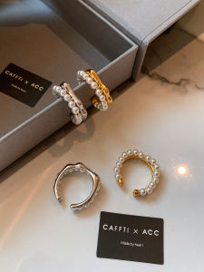 CAFFTI | French Style Silver Double Layer Pearl Open Ring