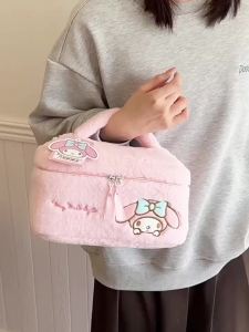 100% Authentic Sanrio Hello Kitty Cosmetics Bag Storage Bags Cartoon Polyester Material Dual Zipper Travel Portable Kuromi Birthday Gifts Melody 3272-1671 3216-1638 3216-1666