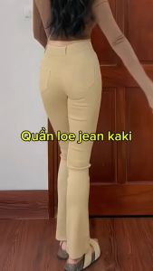 Quần Jean Ống Loe Cạp Cao Dáng Dài Sang Chảnh bò loe Siêu Hot Tôn dáng Chất Mềm Co Giãn bốn chiều hai màu đen trắng mã 100