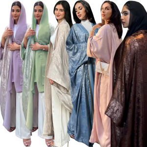 Ramadan Shiny Satin Open Kimono Abaya Dubai Luxury 2025 Muslim Kaftan Dress Abayas For Women Islam Clothing Robe Femme Musulmane