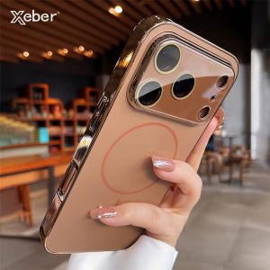 Luxury Plating Bumper Hard Case For iPhone 17 16 15 14 13 12 Pro Max Plus For Magsafe Magnectic Glass Camera Protection Cover