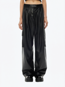 ANN ANDELMAN | Black Straight Trousers Pressed Waist Cargo Style