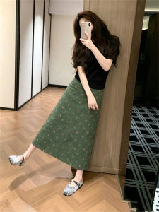 SUSIEYUAN | French Green Floral Summer Half Skirt Dress