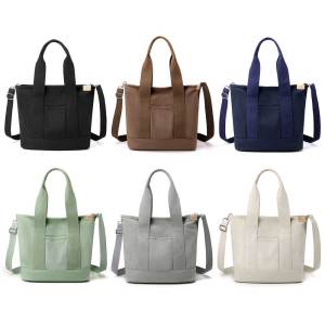 Mireille Women Shoulder Bag Large Capacity Canvas Tote Bag Solid Color Adjustable Strap Multi-compartment Make Up Cosmetic Bag