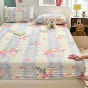 100% Cotton Fitted Bedsheet 800TC Flower Printed Bed Sheet with Gatrerized Bed Linen Single/Queen/King