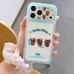 Sanrio | Shell Pattern Mint Green Polka Dot Surfing Pixel Hello Kitty Sanrio Cute Cartoon Phone Case For iphone 17 ProMax 16 15 Pro Cover