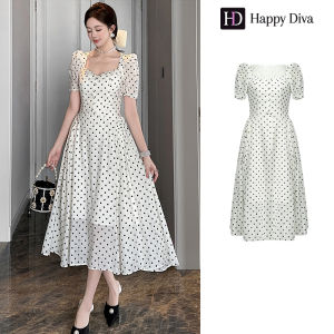 Happy Diva ชุดผู้หญิงชุดสีขาวชุดลายจุดชุดแม็กซี่ชุดแต่งงานชุดปาร์ตี้อย่างเป็นทางการชุดงานเลี้ยงชุดราตรี 9042