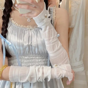Ay to Films Summer Bows Wrinkled Ice Silk Diamond Arm Sleeves Thin Type Sunscreen Lolita Oversleeve