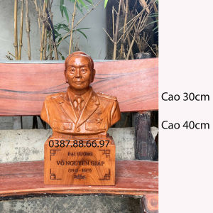 Tượng bán thân bác võ nguyên giáp cao 30 40cm gỗ hương cực đẹp