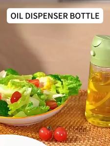 16oz/470ml Olive Oil Sprayer for Cooking - 2 in 1 Glass Olive Oil Dispenser for Kitchen Gadgets Air Fryer Salad and BBQ
