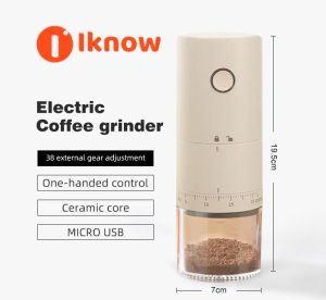 I know Portable Electric Coffee Grinder with USB Charging - Automatic Ceramic Core Coffee Mill for Travel and Home Use