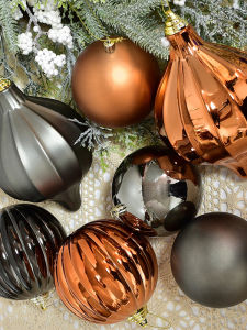 Bronze Plated Christmas Ball Ornaments 6-20cm Iron Grey Onion Shape Scene Decoration Beautiful Artistic Christmas Decorations