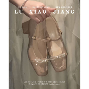 นุ่ม รองเท้าส้นสูงหัวเข็มขัดมุกอ่อนโยนสไตล์เจ้าหญิงแมรี่เจน หลากหลาย พร้อมกระโปรง หนัง เวอร์ชั่นนางฟ้าลมแฟชั่นรองเท้าเดียว