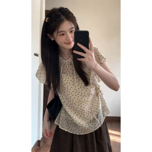 Y6Y | Design Polka Dot Chiffon Blouse Summer New Arrival Stylish Versatile Flounce Sleeve