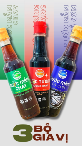 Bộ 3 nước mắm cá cơm 30N nước mắm chay nước tương lên men đậu nành.