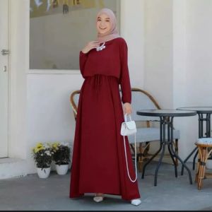 [PROMO] Ohaya Maxi Dress Gamis Rayon Crincle Premium - Zafina Dress Remaja Kekinian | midi dress wanita dewasa terbaru 2023 | midi dress cantik kekinian viral | dress crincle premium terbaru 2023 |  gamis ohaya tali serut | baju gamis crincle ohaya
