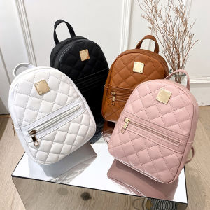 Embroidered Ladies Backpack Single Shoulder Crossbody Bag Diamond Grid Design Versatile Double Shoulder Bag for Young Women