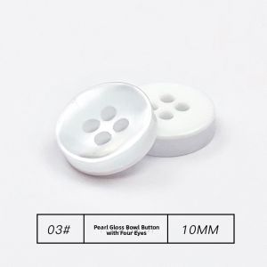Resin Shirt Buttons Simple round Resin Narrow And Wide Edge Porcelain White Bread Bead Buttons for Sewing And DIY Crafts