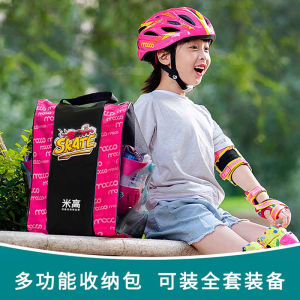 Michael Three-layer Thickened Skate Shoes Bag Backpack Single Shoulder Triangle Net Breathable Roller Skate Bag for Men Women Children Teens