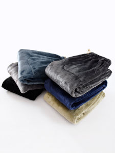 หนาขึ้น ผ้าสักหลาด ชุดนอน ผู้ชาย ฤดูหนาว หลวม พลัสไซส์ สูง เอว ขาตรง Coral ผ้าขนแกะ บ้าน กางเกง ลำลอง ใส่สบาย