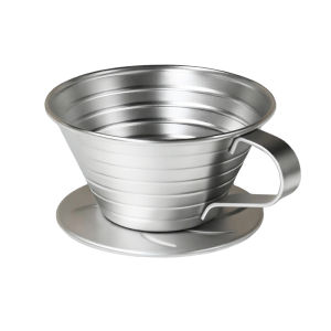Drip type stainless steel flat bottomed coffee filter cup large cake filter paper household hand brewed coffee filter set