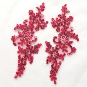 2026 NEW 1 Pair Exquisite Lace Applique Embroidery Flower Sew On Patch Fabric Trim for Women Dress Wedding Gown Bag Craft Decor