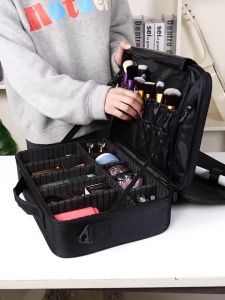 [SG Stock]Professional Make Up Box Cosmetic bag 3-Layer organizer female large make up portable travel storage bag professional makeup artist