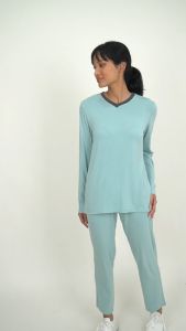 (1 Set) Forest Ladies Nylon Spandex Long Sleeve Long Bottom Pyjamas - FPL0002LL